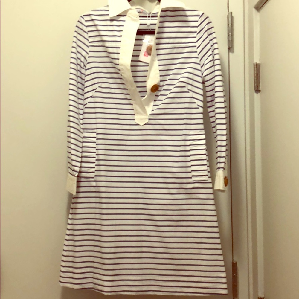 BNWT blue and white striped CK Bradley dress